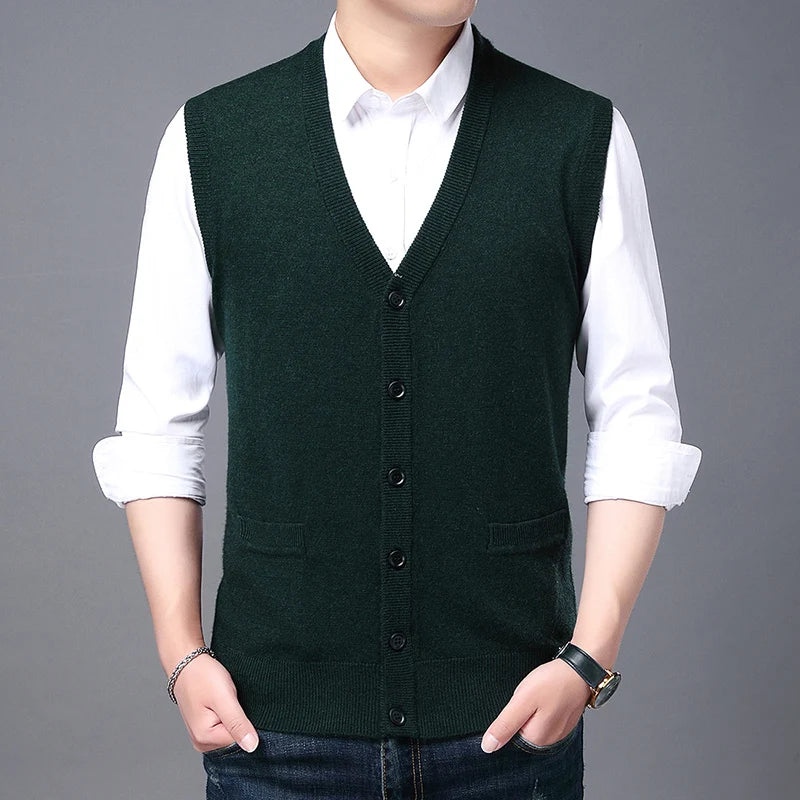 Men's Wool Blended Vest Sweater