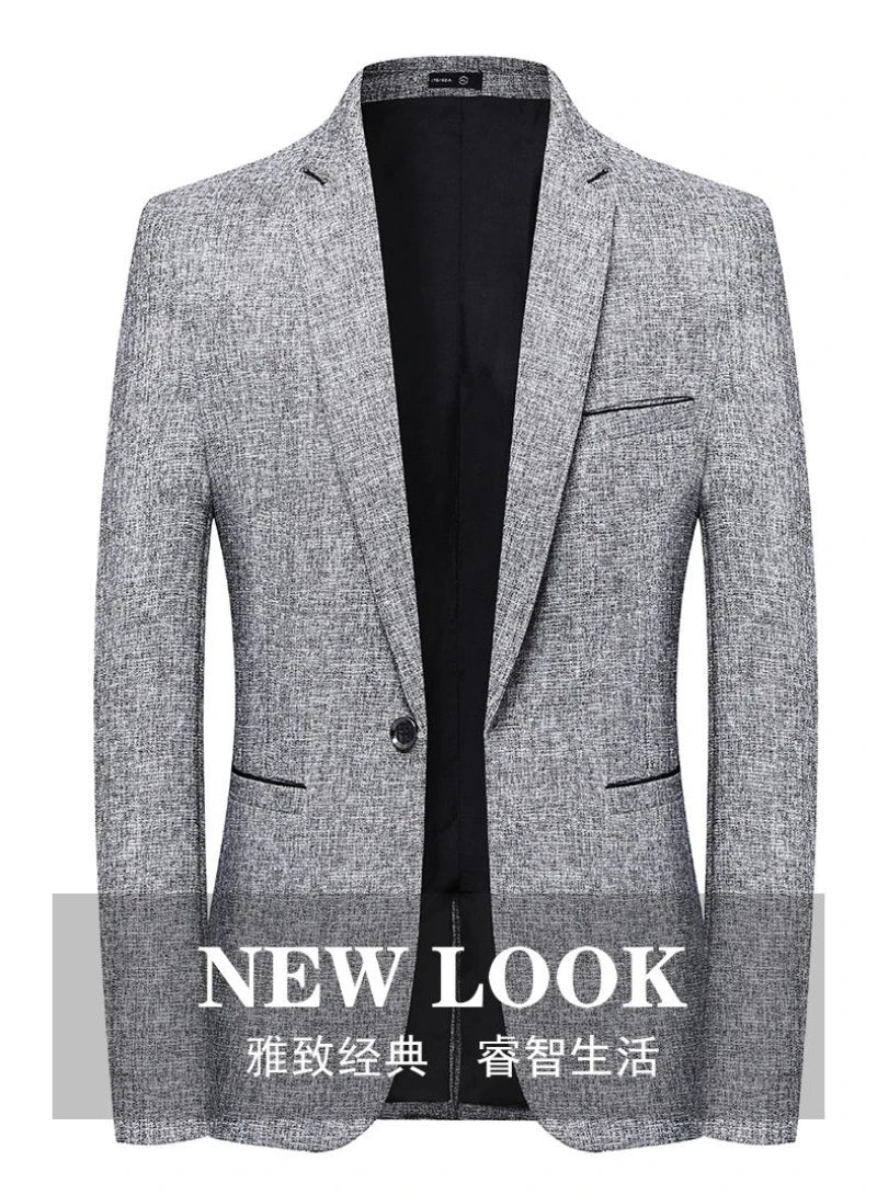 Trendy Slimming Solid Color Blazer for Men