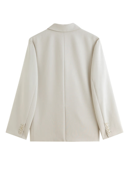 Amii Minimalism Spring Office Lady Blazer mit Spitzen-Tanktop mit V-Ausschnitt