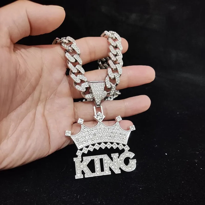 Chaîne cubaine King avec couronne creuse de style rue, 1 pièce