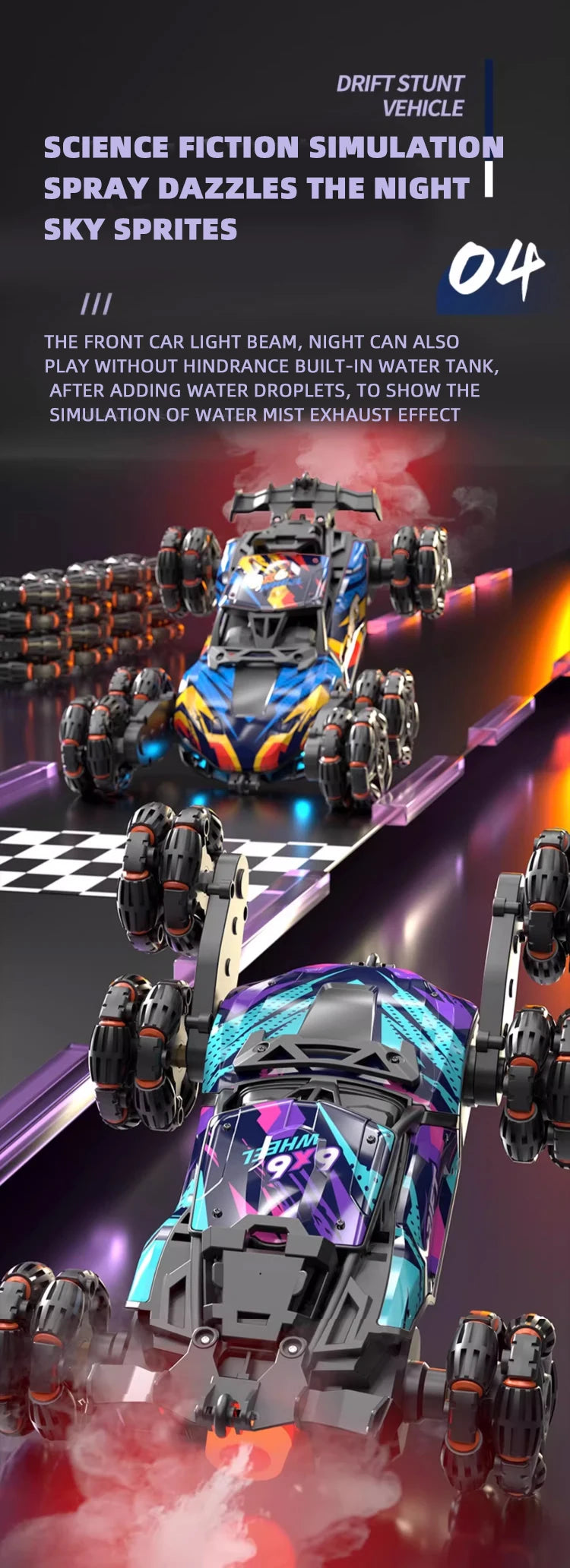 Spray Twisting Stunt RC Car - Six-Wheel Toy
