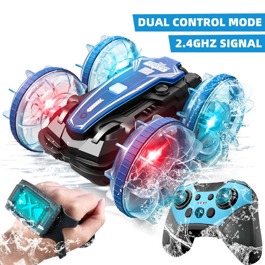 LED Amphibious RC Stunt Car - Dual Remote Control