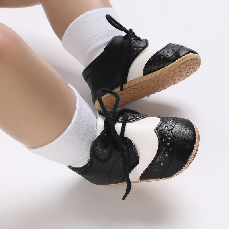 Chaussures bébé en cuir PU et semelle en caoutchouc