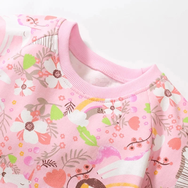 Pink Bunny Print Knee-Length Short-Sleeve Easter Dress