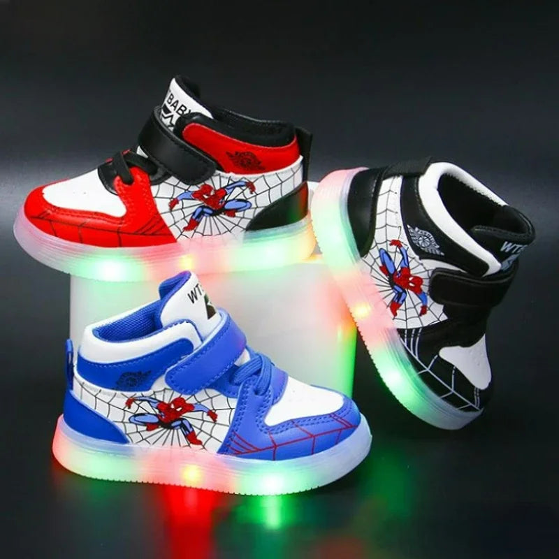 Baskets LED Disney Spiderman - Chaussures pour enfants à la mode et respirantes