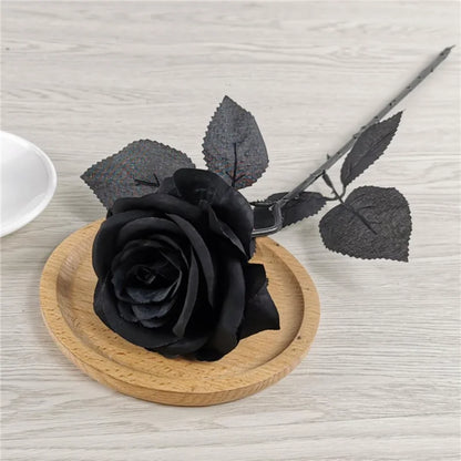 5pcs Silk Black Rose Heads for Home and Event Decor