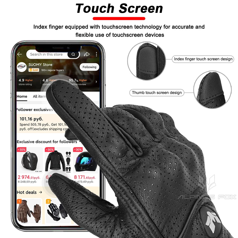 Vintage Leather Motorcycle Gloves for Men