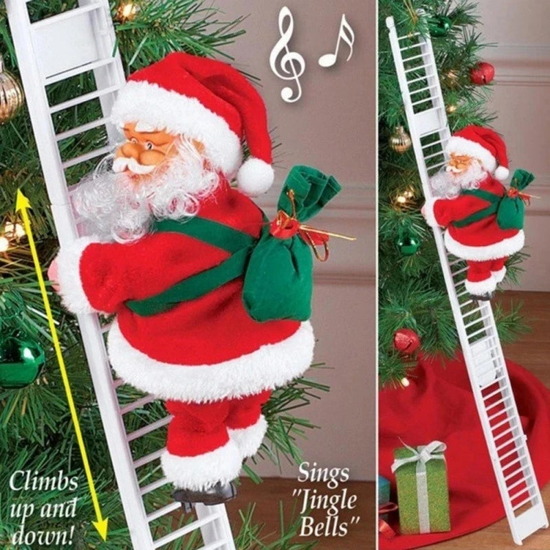 Weihnachtsmann klettert Leiter Musik Ornament