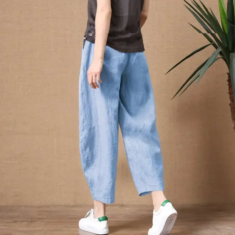 Loose Cotton Linen Harem Pants for Summer