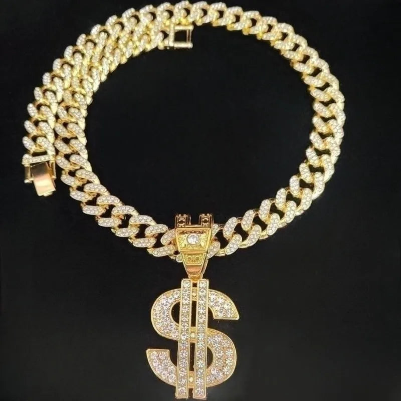 Collier pendentif dollar hip hop pour hommes