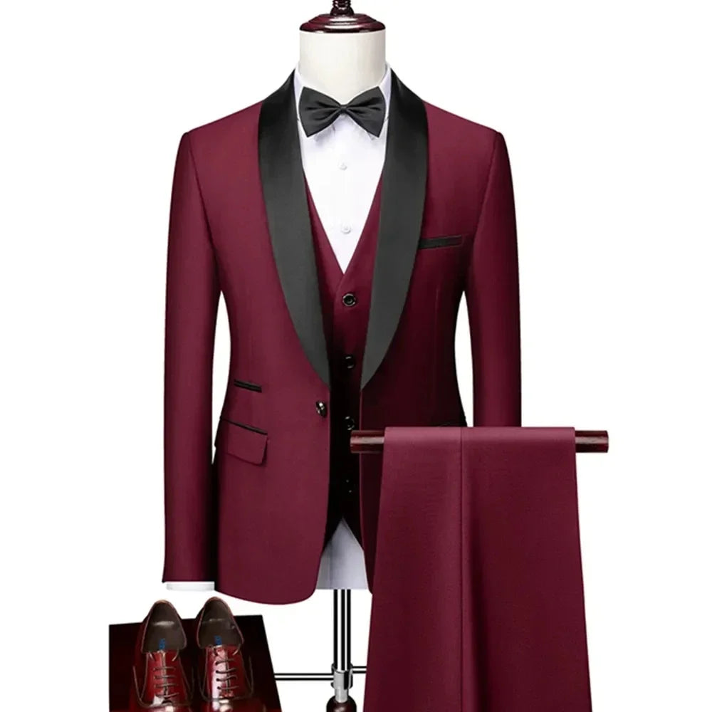 Elegant Men's 3-Piece Lapel Suit Set