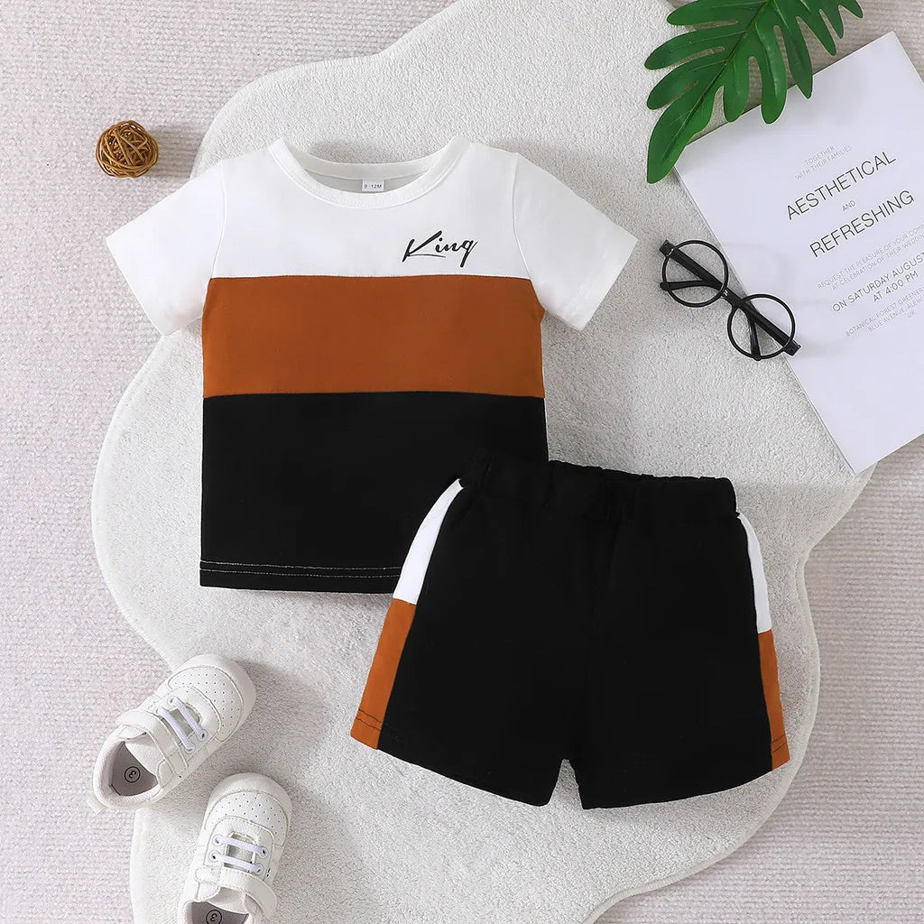 Baby Boy KING Stripe T-Shirt and Shorts Set