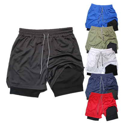 Men's 2-in-1 Double Layer Fitness Shorts | Quick-Dry & Training
