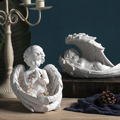 Nordic Angel Girl Candle Holder - Modern Resin Statue