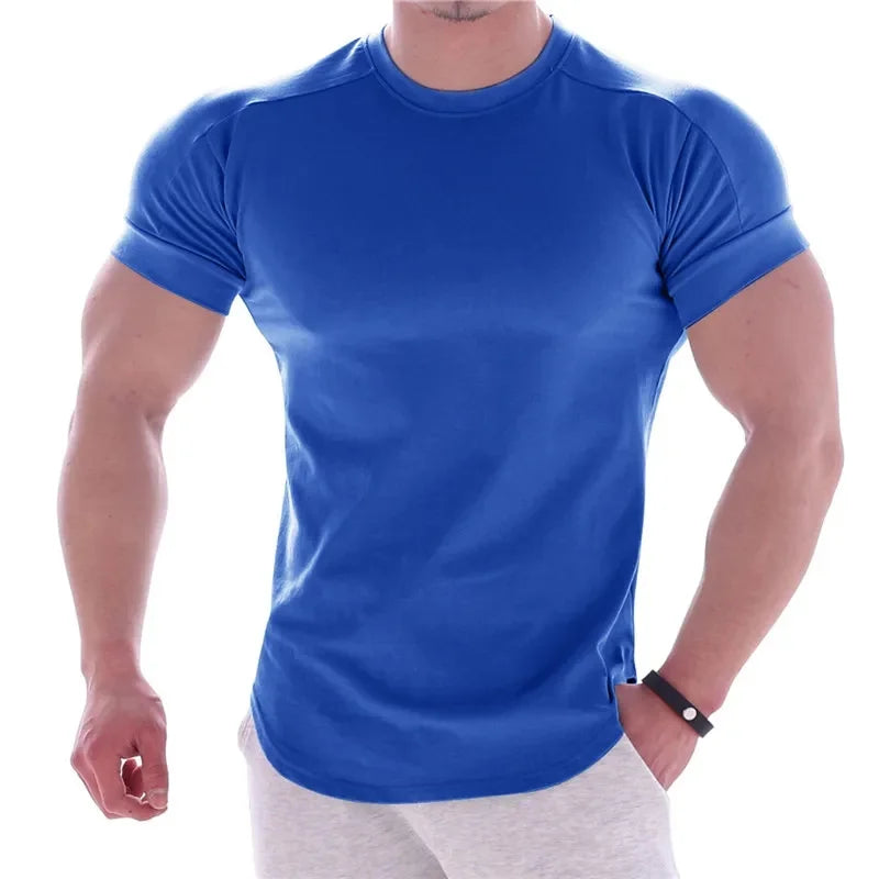 T-shirt à manches courtes pour hommes, gymnases, Fitness