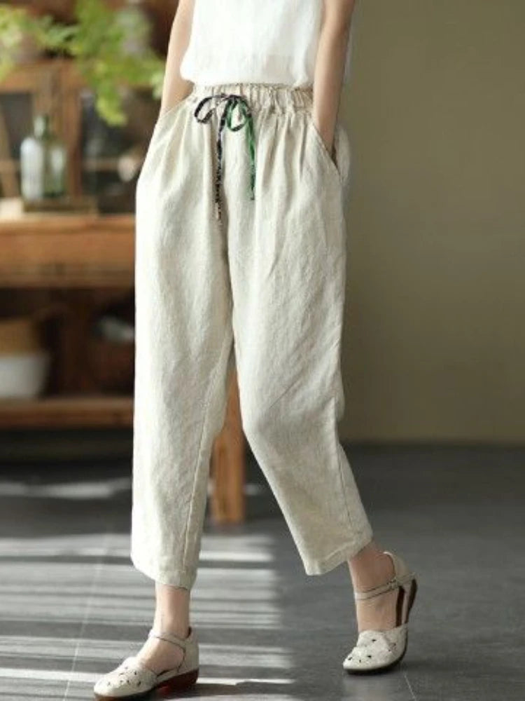 Retro Loose Cotton Linen Harem Pants