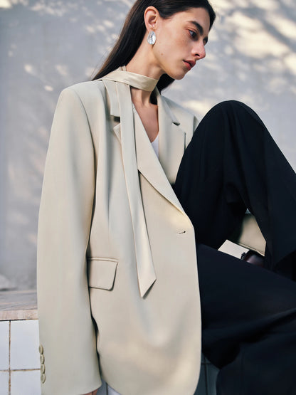 Amii Minimalism Spring Office Lady Blazer mit Spitzen-Tanktop mit V-Ausschnitt