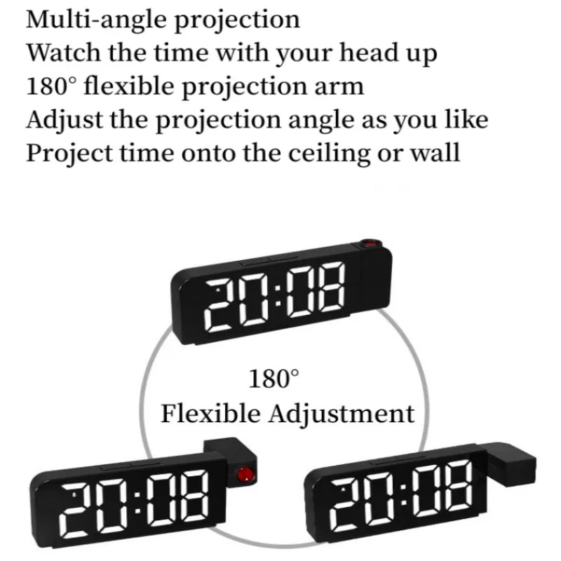 USB-Powered Projection Alarm Clock - Night Mode