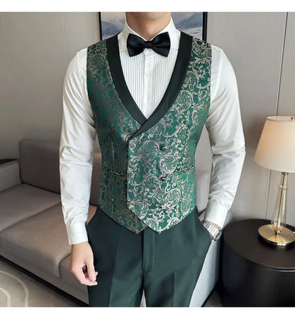 3-Piece High-Density Jacquard Men's Wedding Suit