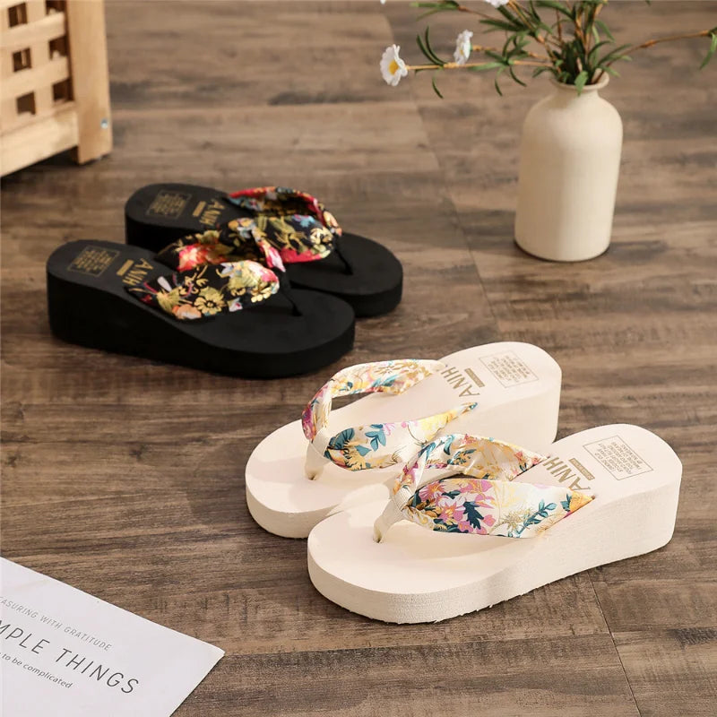 Plateau Wedge Beach Stilvolle Sommer-Flip-Flops-Sandalen