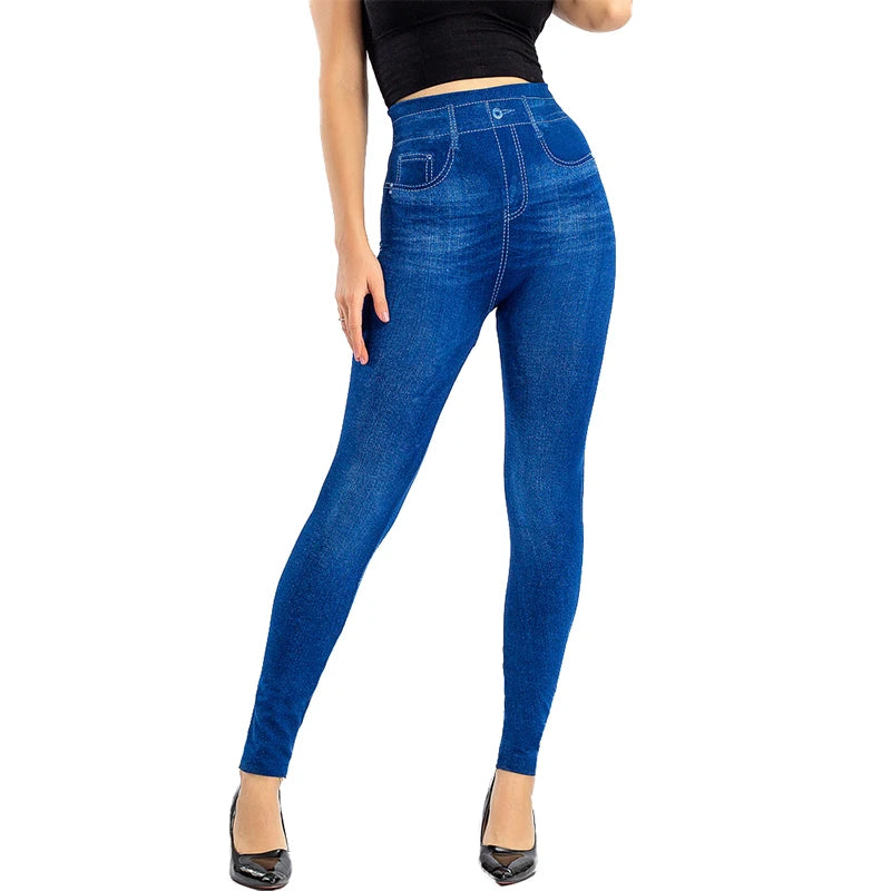 Sexy Seamless High Waist Denim Leggings for Women