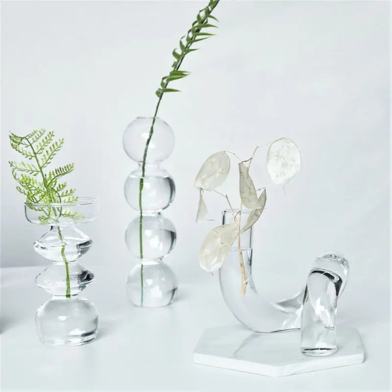 Modern Transparent Glass Vase Set for Home