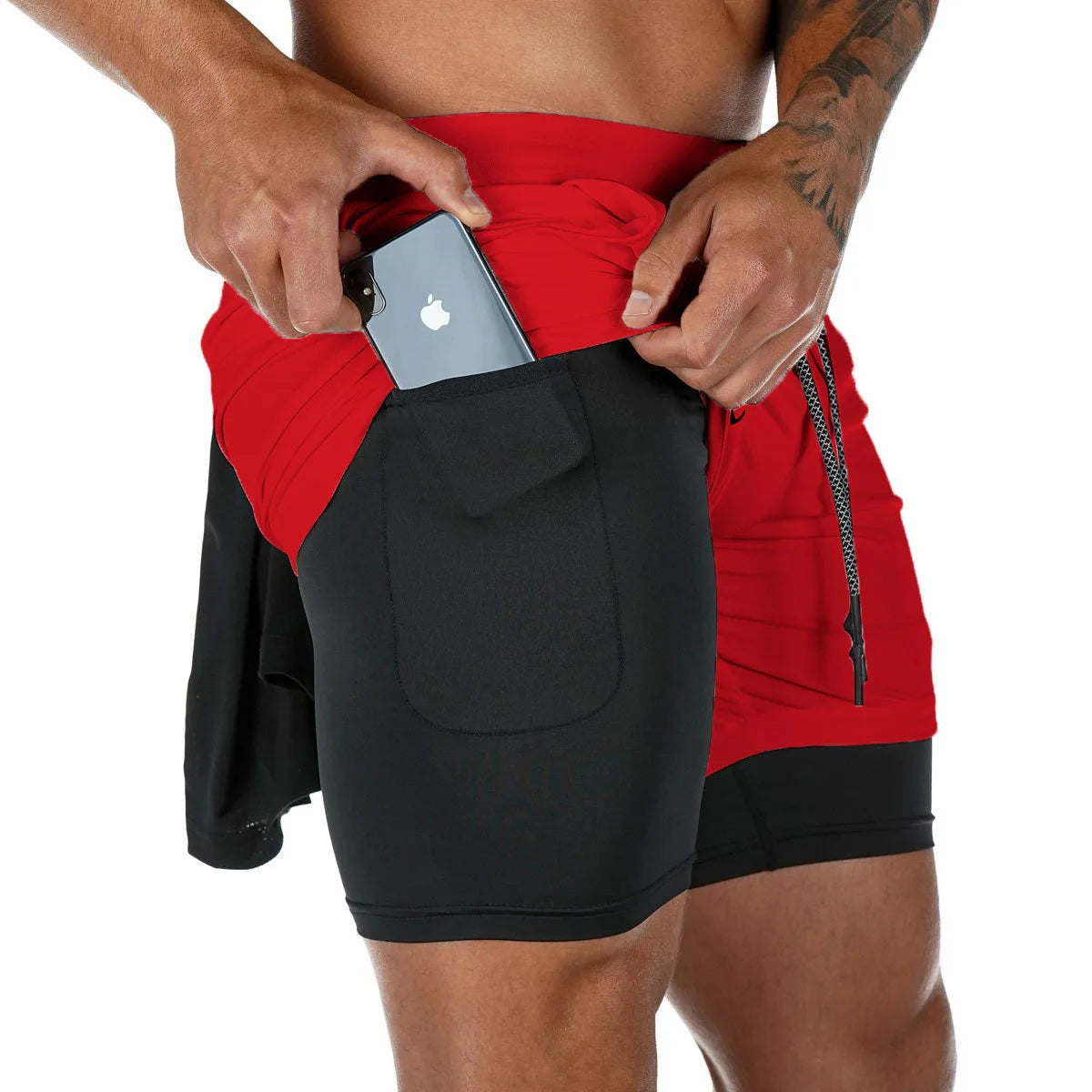 Short de fitness double couche 2 en 1 pour homme | Séchage rapide et entraînement