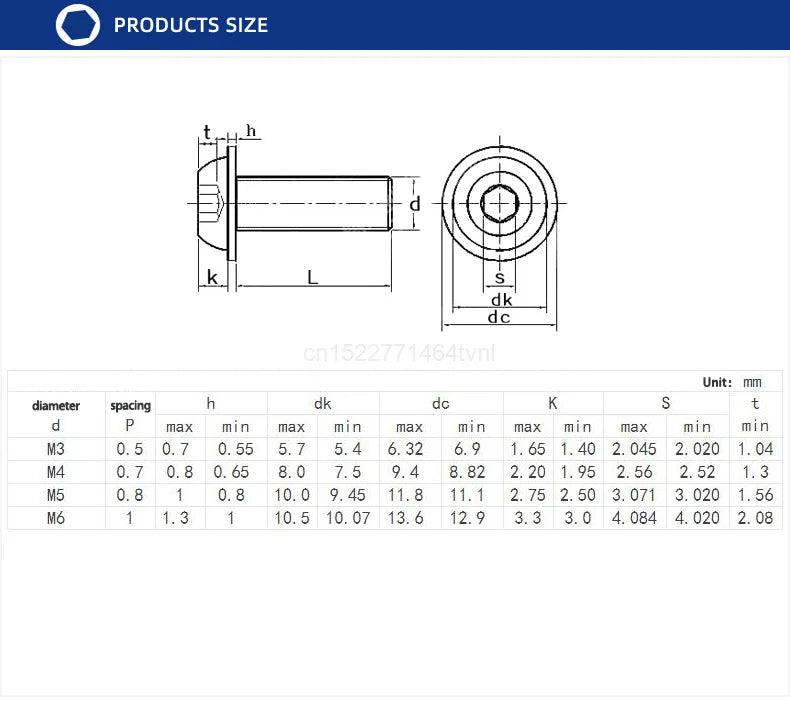 304 Stainless Steel Button Head Screws Set