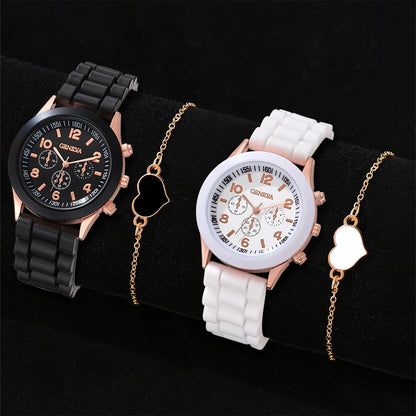 Lot de 2 montres en cuir pour couple - Montres-bracelets à quartz à cadran simple pour couple