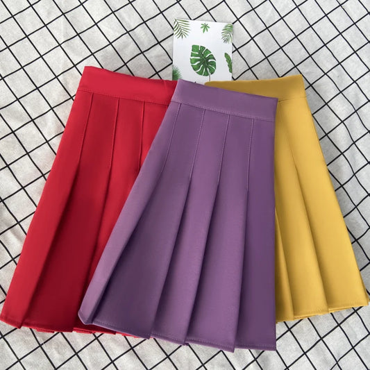 Purple High Waist Pleated Mini Skirt