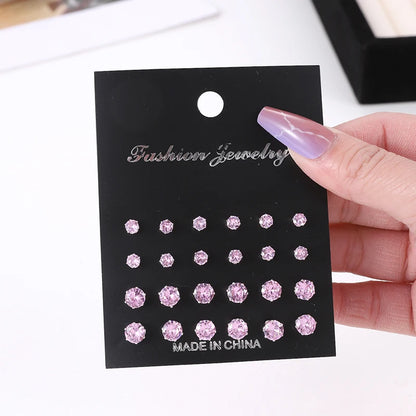 White Shiny Wedding Stud Earrings Set - Crystal Jewelry Accessories