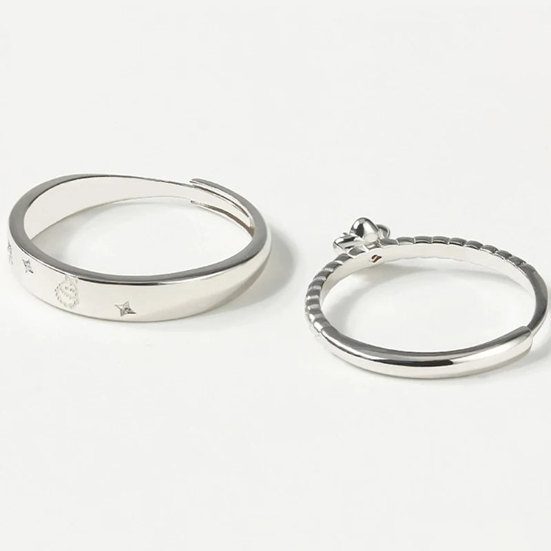 Little Prince & Rose Couple Rings Set