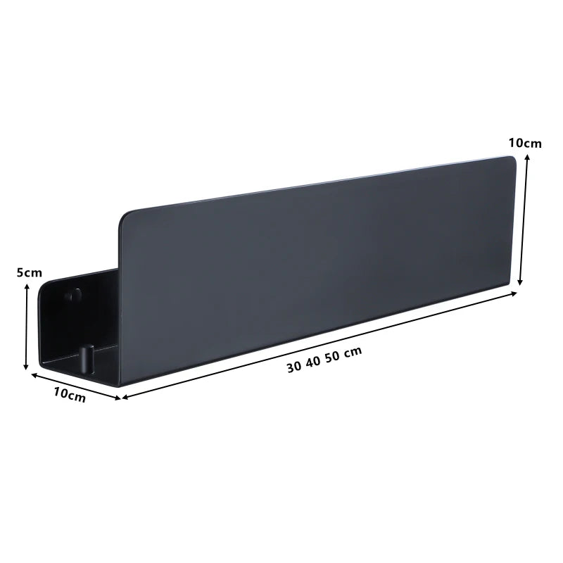 Black Wall-Mount Organizer Shelf with Hooks