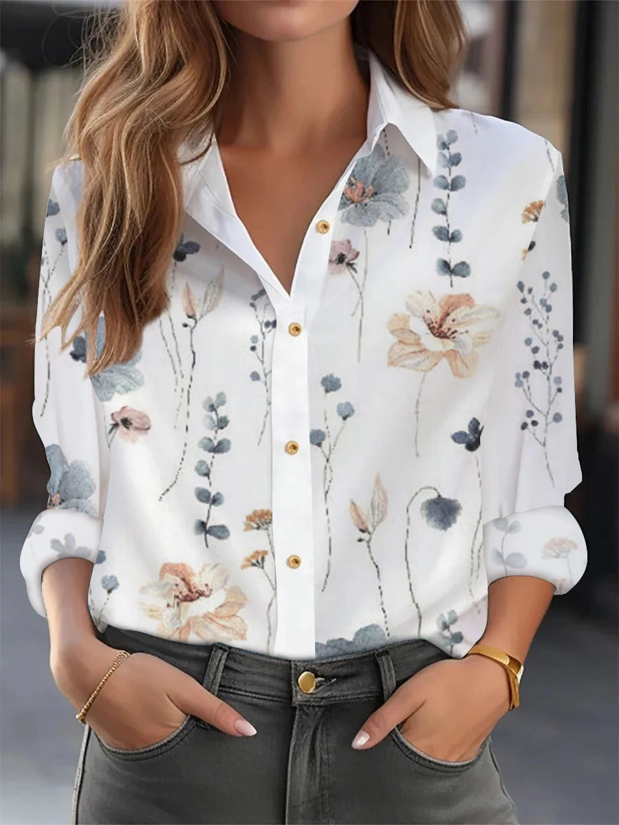 Haut ample à manches longues et imprimé tempérament pour femme