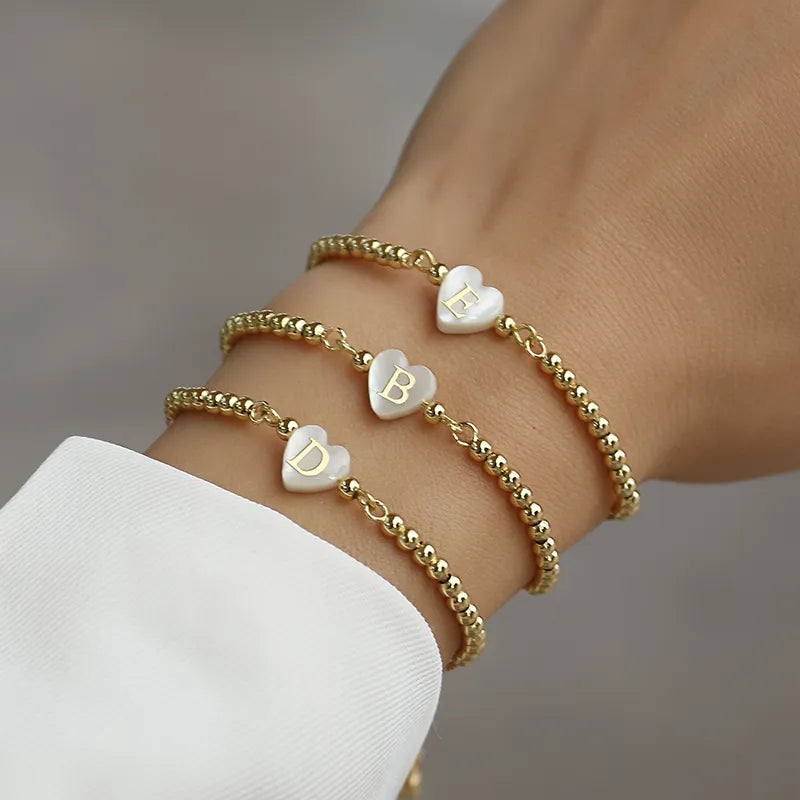 Bracelet à chaîne réglable Shell Initial pour femme