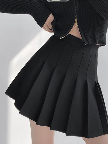 High Waist Plaid Pleated Mini Skirt