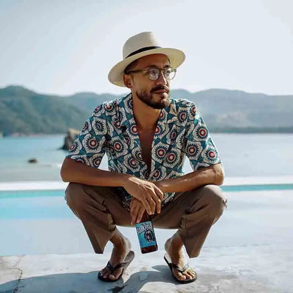 Chemise à manches courtes tendance de style national Y2K