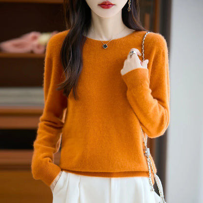 Women's Winter Warm Crew Neck Wool Sweater