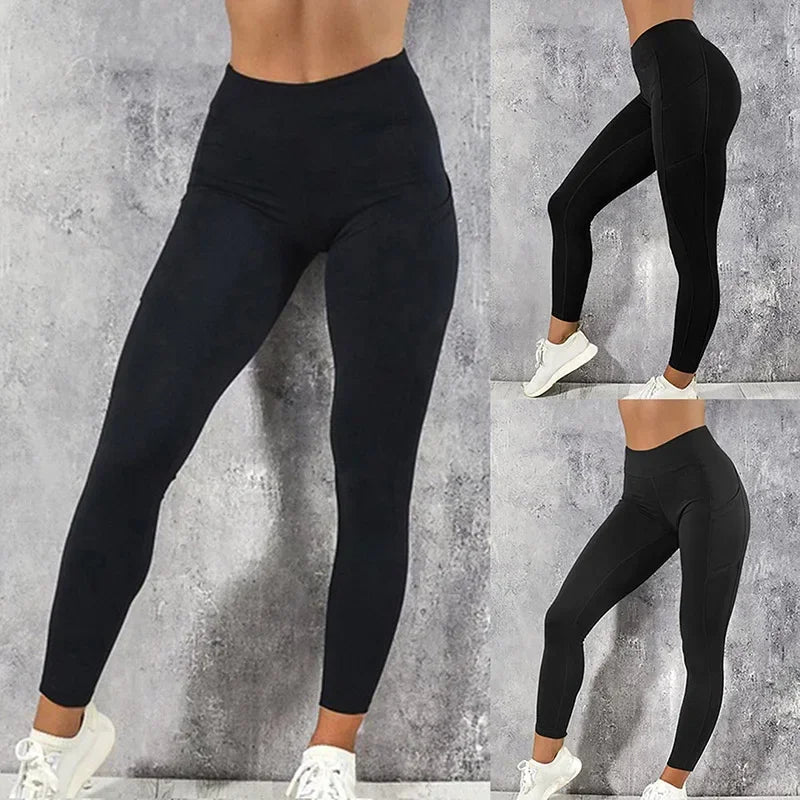 Plus Size Pocketed Sports Leggings for Women