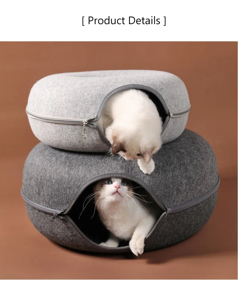 Dual-use Indoor Tunnel Interactive Donut Cat Bed