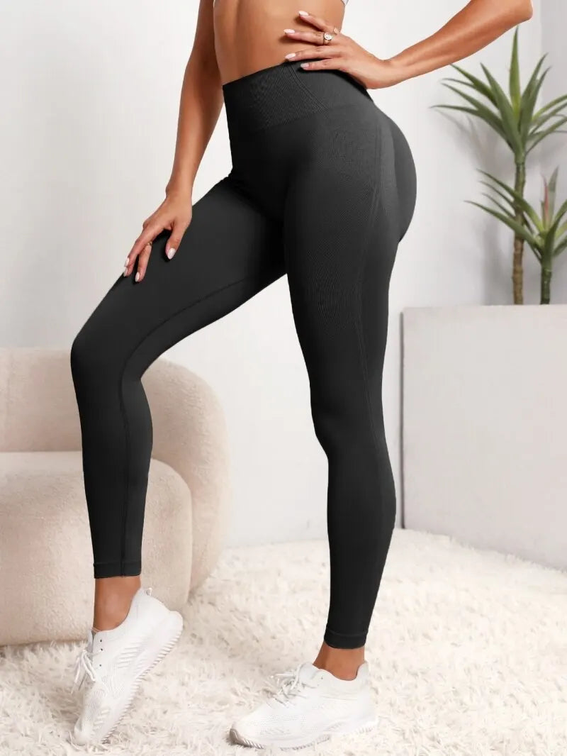 Nahtlose Damen-Hüftheben-Sport-Fitness-Leggings mit hoher Taille