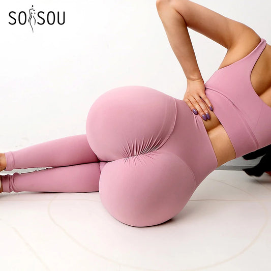 SOISOU Nylon Gym Yoga Pants for Women