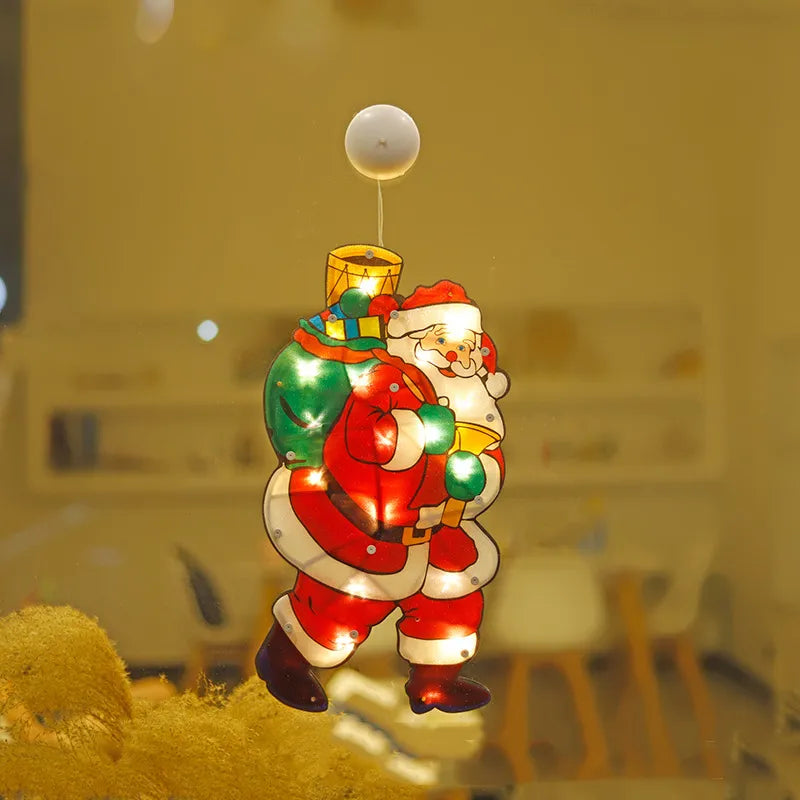Festive LED Sucker Lamp Christmas Window Decoration Delight