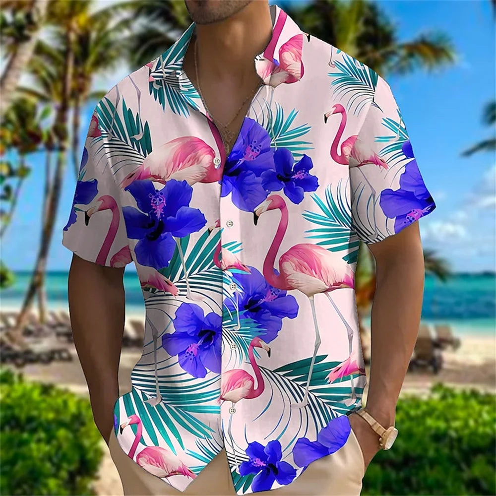 Tier Kran Männer Hawaiian Shirt 3d Pflanze Shirt für Männer