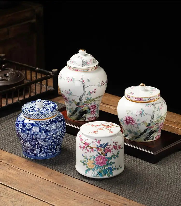 Blue & White Ceramic Tea Organizer Storage Jar vases
