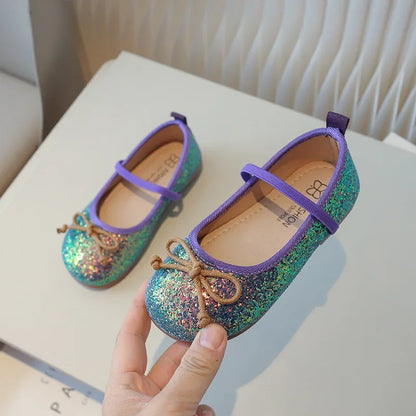 leather shoes, glitter shoes