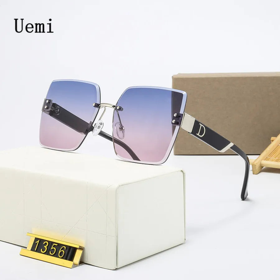 Lunettes de soleil unisexes sans monture UV400 à monture carrée