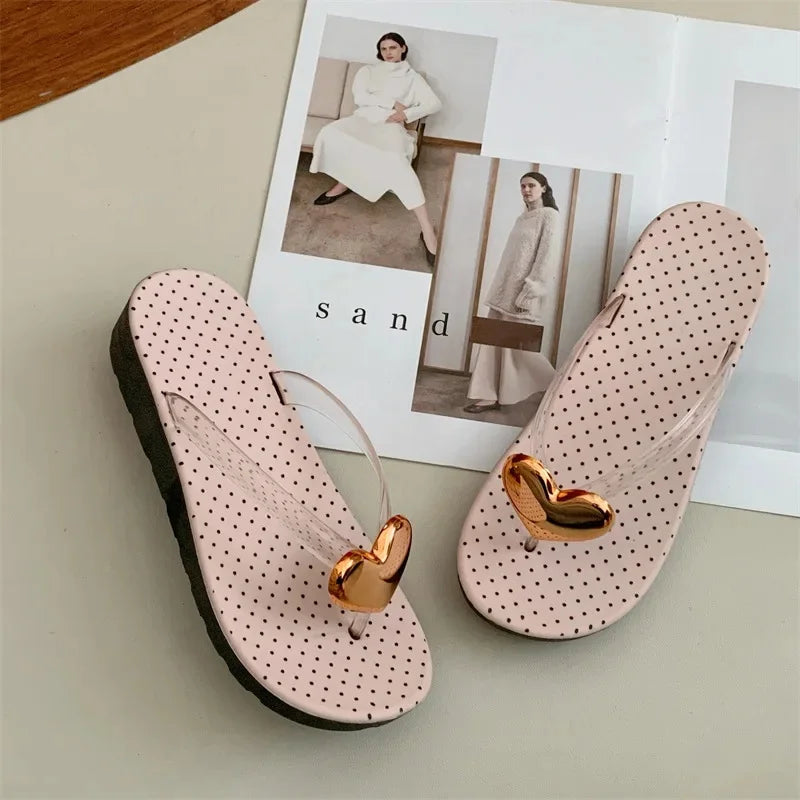Women's Thick Bottom Anti Slip Heart Flip Flops