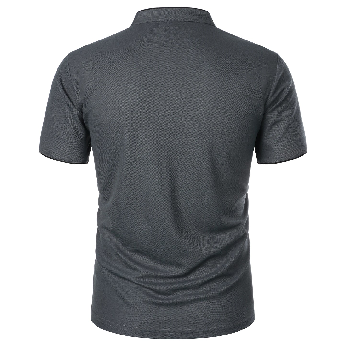 Men's solid color short-sleeved stand Neck T-shirt
