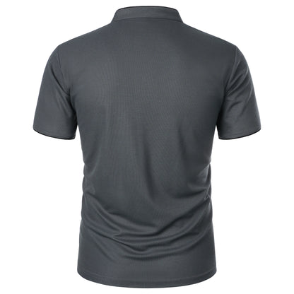 Men's solid color short-sleeved stand Neck T-shirt